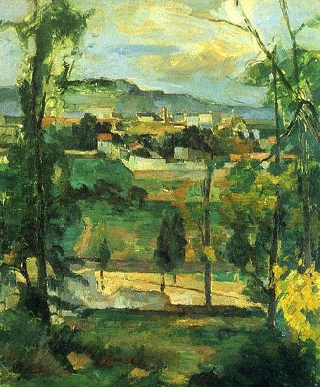 Paul Cezanne Dorf hinter den Baumen, Ile de France china oil painting image